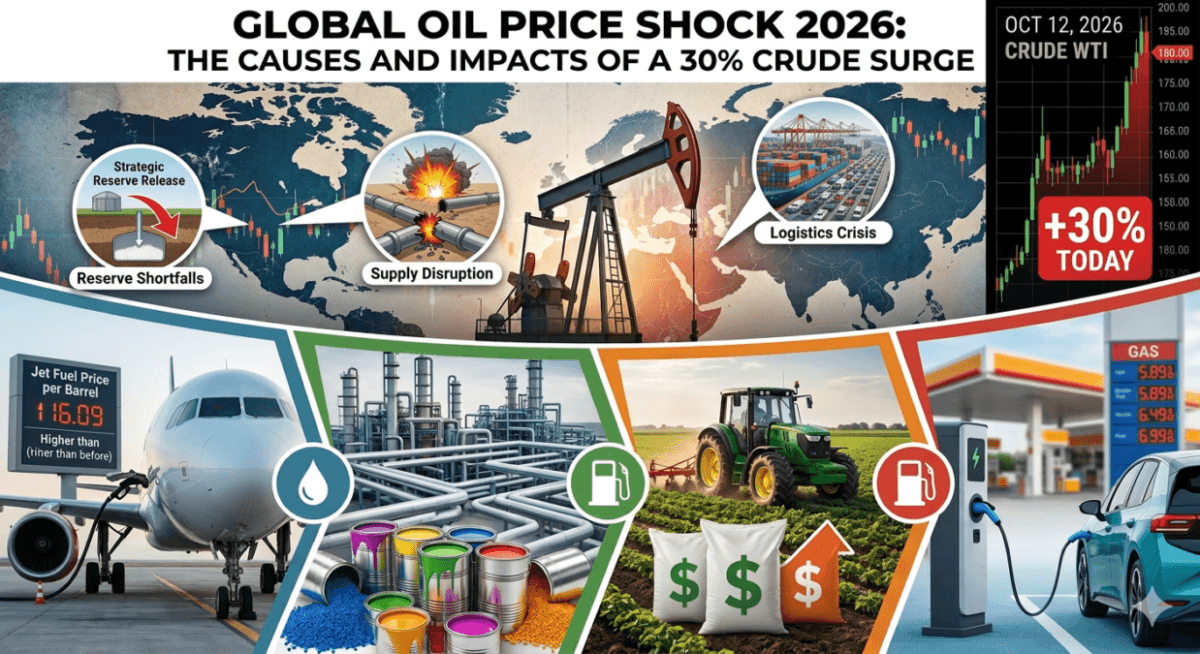Global oil price surge chart 2026 showing 30% increase amid Iran-Israel conflict