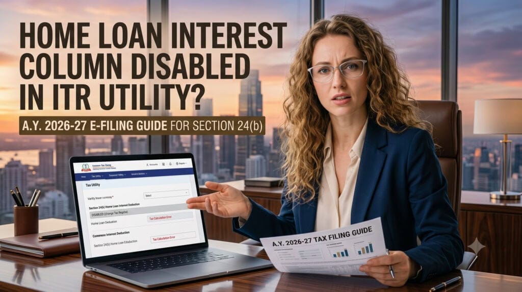 Home Loan Interest Column Disabled in ITR Utility