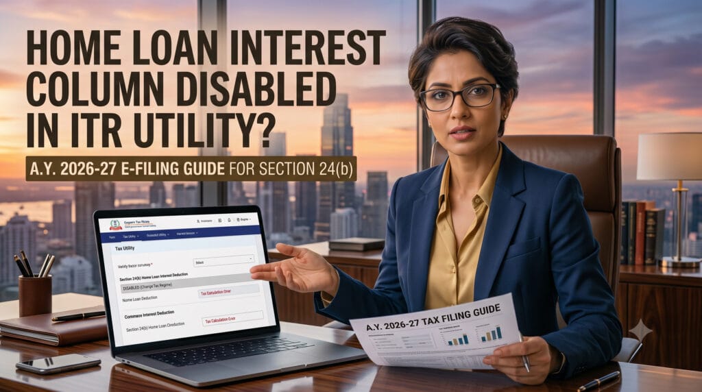 Home Loan Interest Column Disabled in ITR Utility