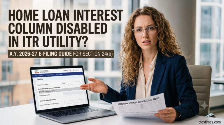Home Loan Interest Column Disabled in ITR Utility