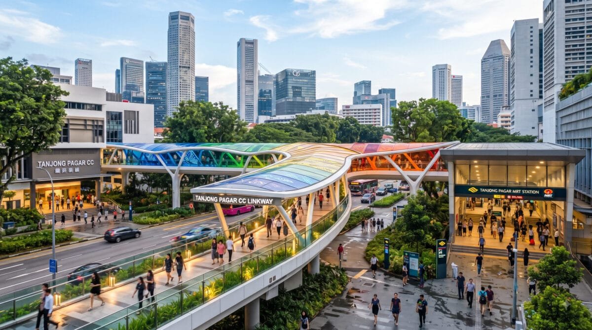 Amazing Sheltered Linkway to Connect Tanjong Pagar CC to MRT Station