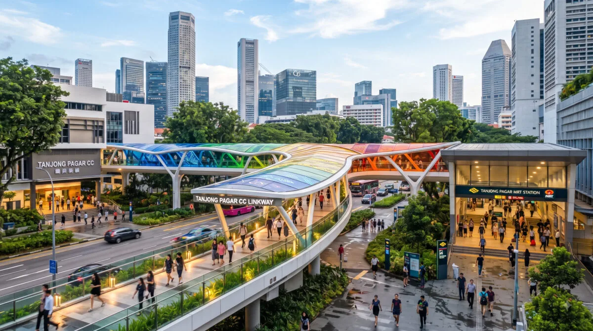 Amazing Sheltered Linkway to Connect Tanjong Pagar CC to MRT Station