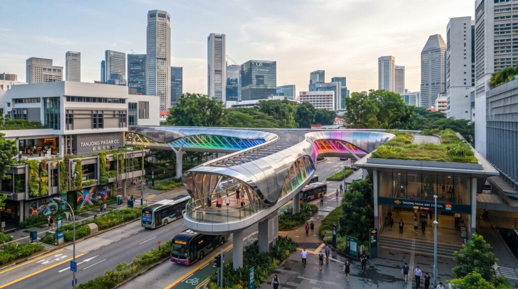 Amazing Sheltered Linkway to Connect Tanjong Pagar CC to MRT Station